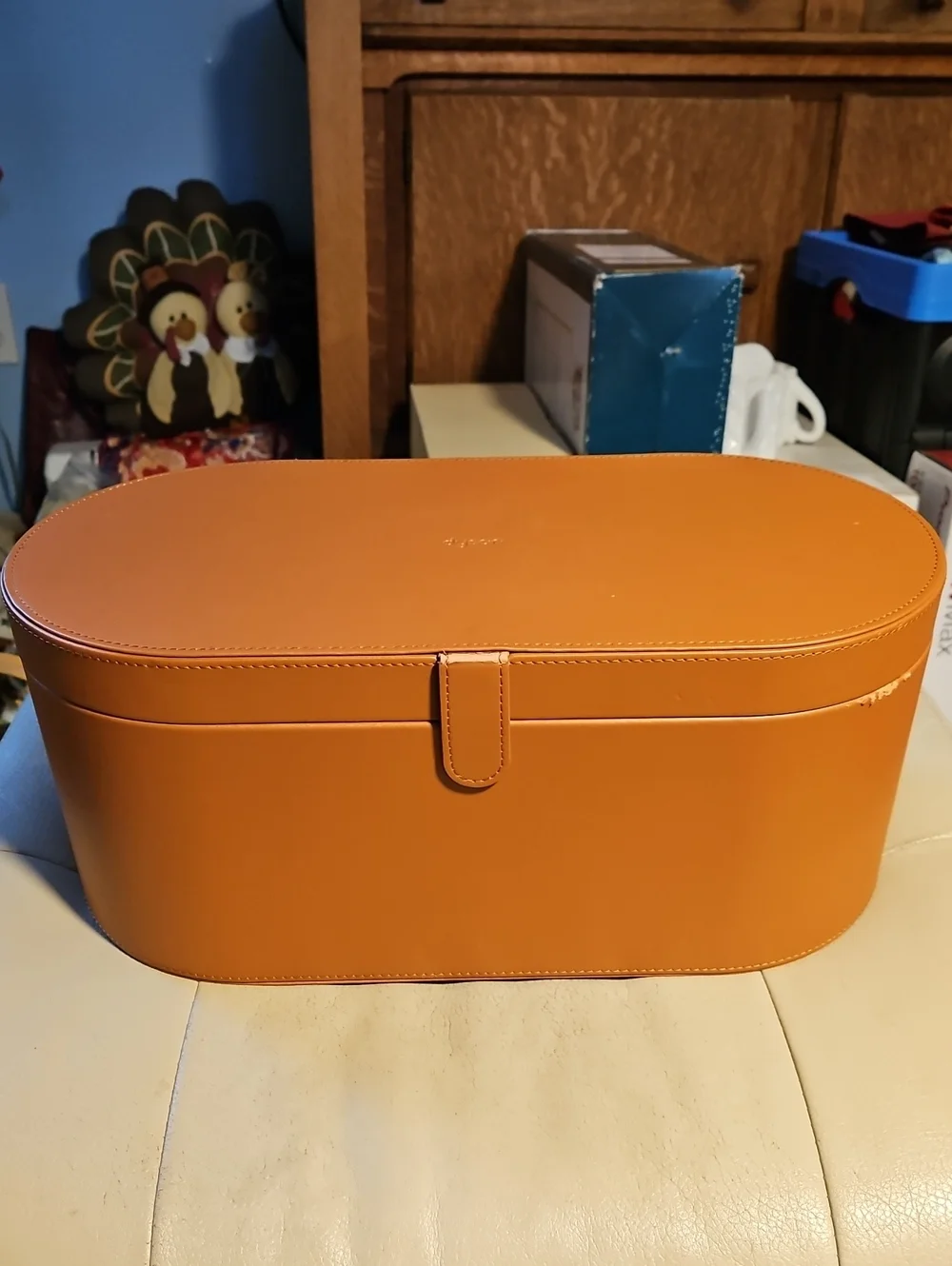 DYSON Airwrap Styler Leather Large Storage Box Tan Brown - CASE And Inserts OEM